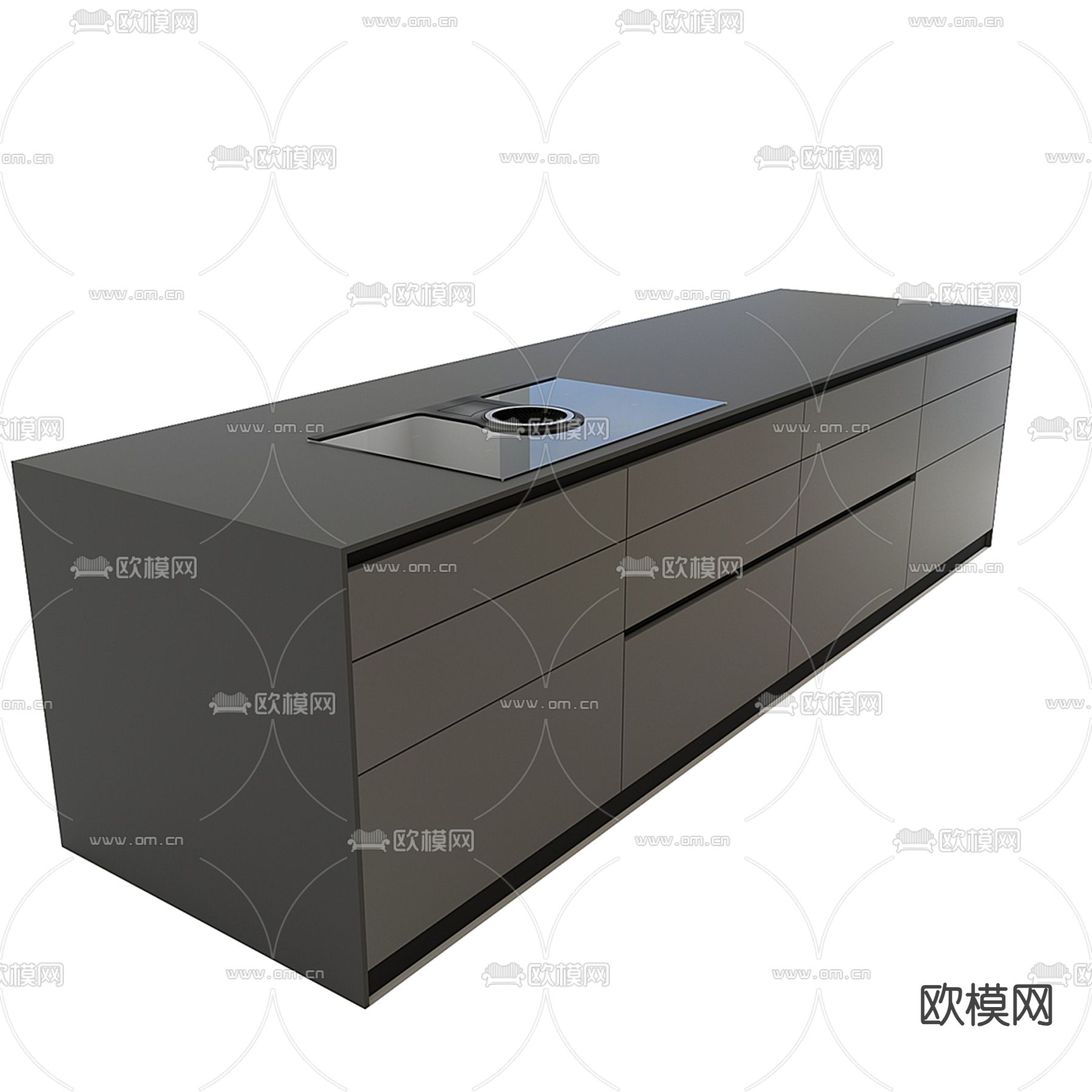 橱柜 中岛台3d模型下载（渲染图2）