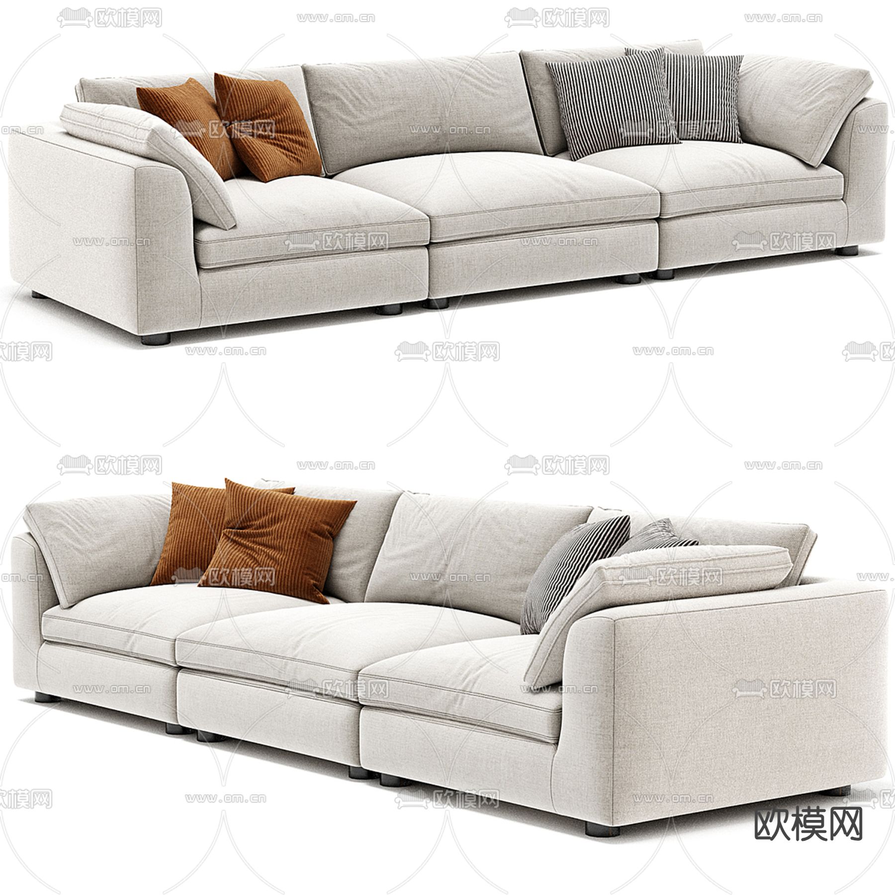 modular 多人沙发  三人沙发3d模型下载（渲染图2）