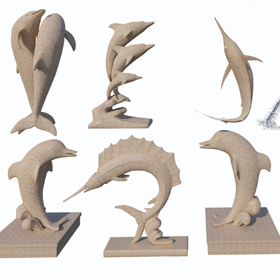 现代鱼类雕塑小品su模型