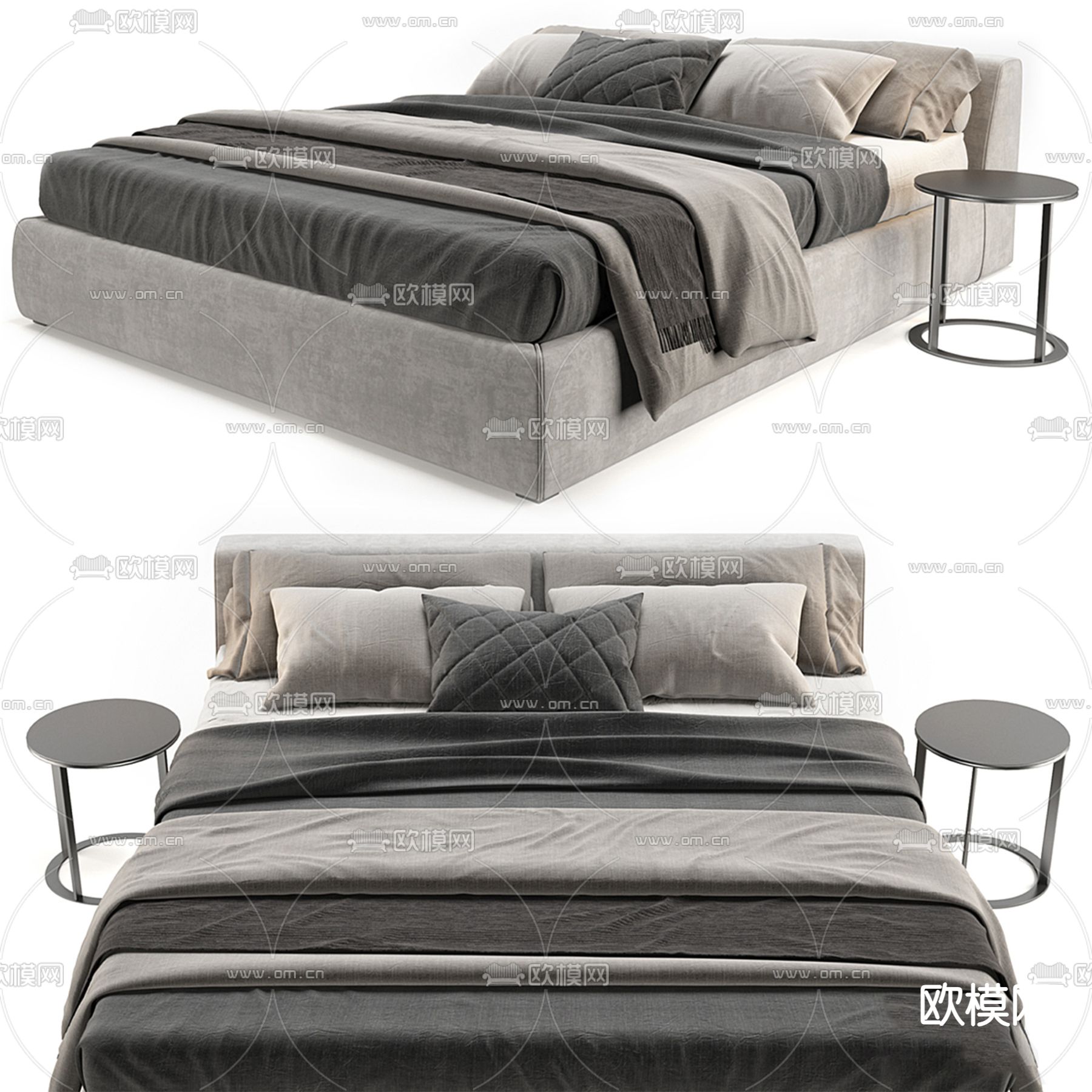 Meridiani 双人床 卧室床3d模型下载（渲染图1）