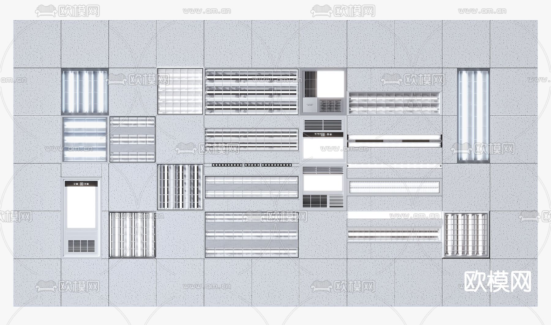 现代格栅灯 浴室灯su模型下载（渲染图1）