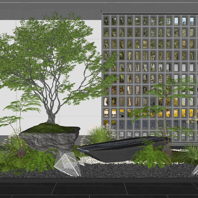  庭院小品 植物堆su模型 