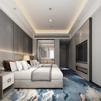  新中式酒店客房su模型 