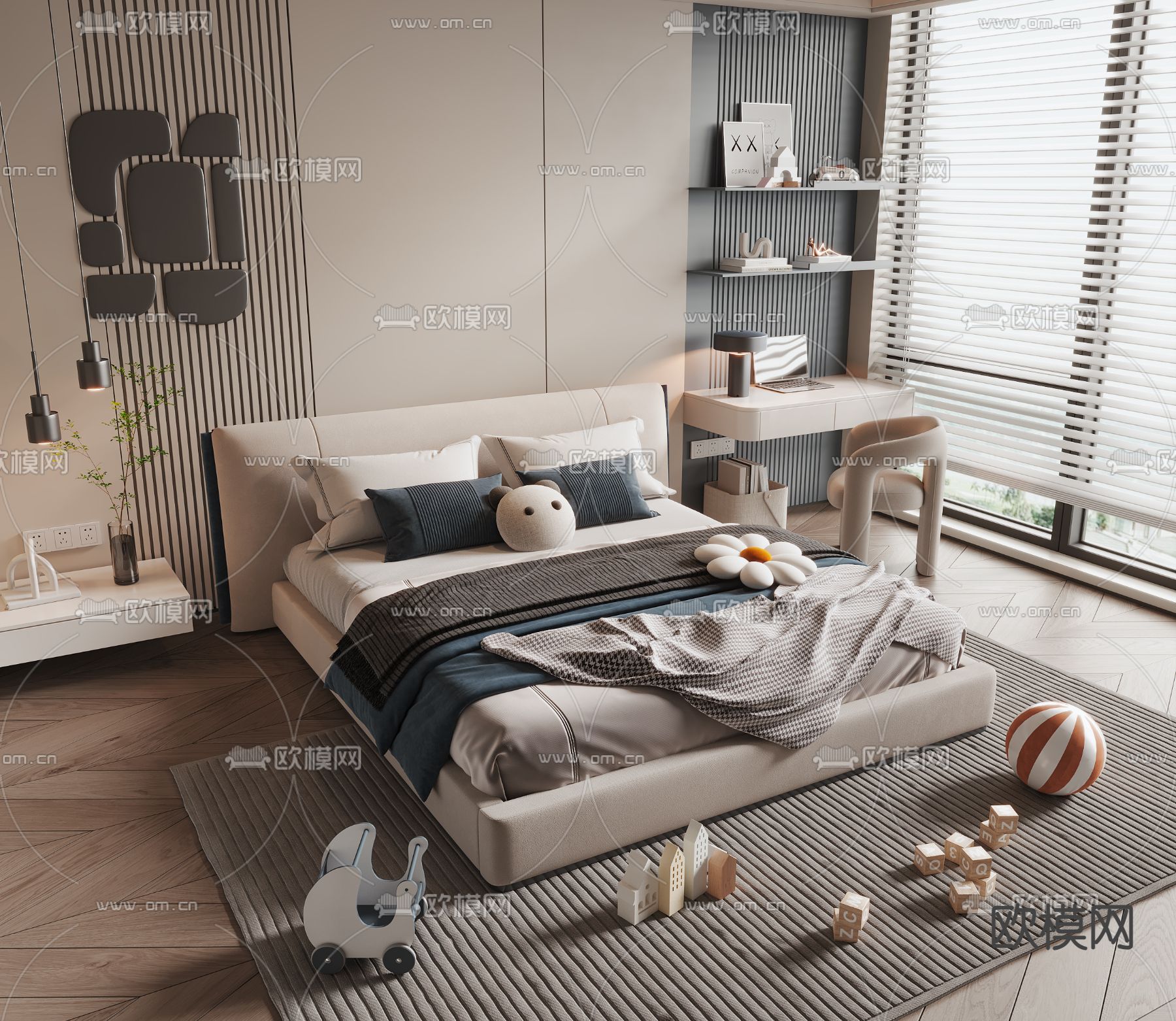 儿童床 男孩床3d模型下载