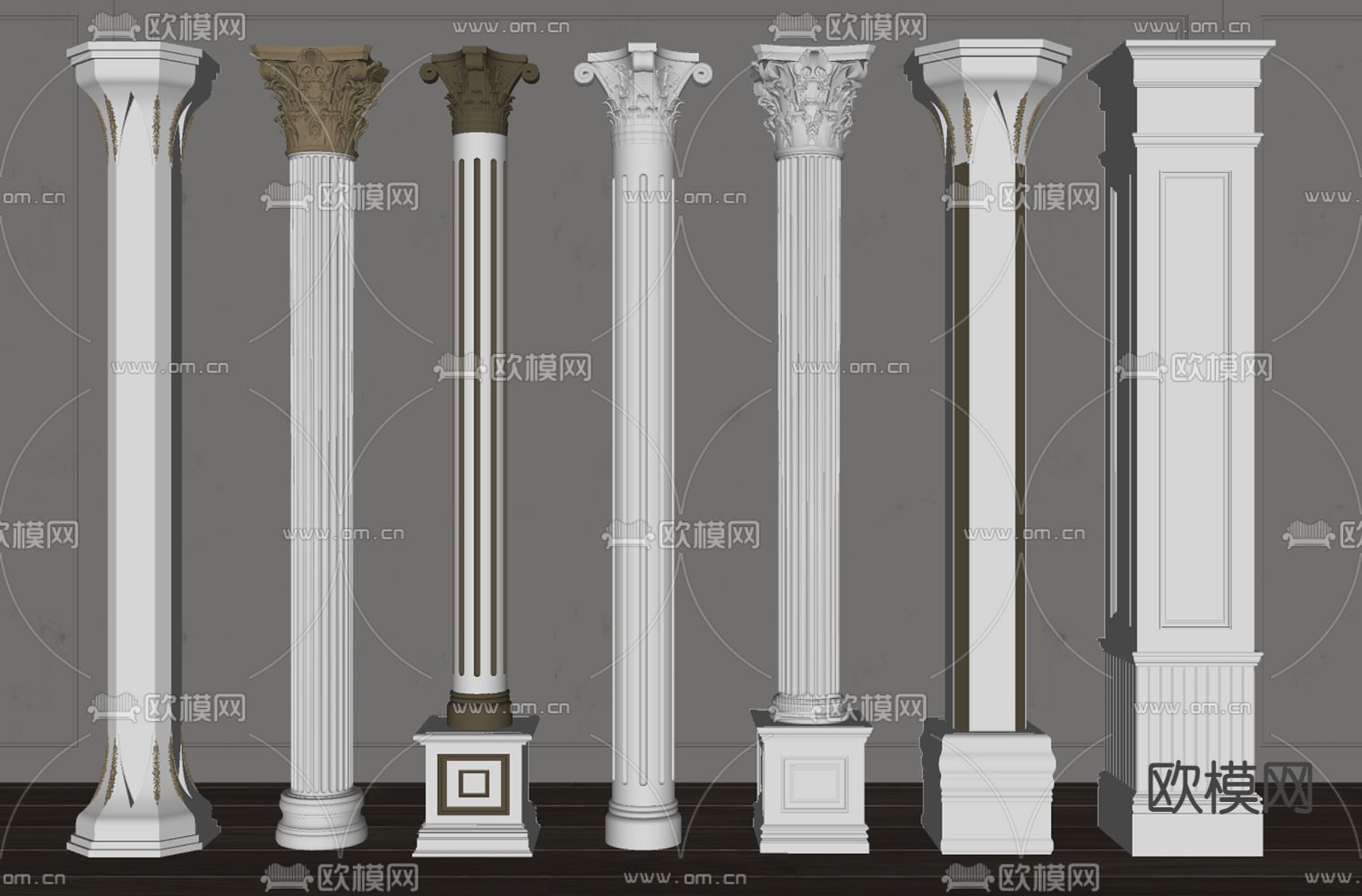 简欧柱子su模型下载（渲染图2）
