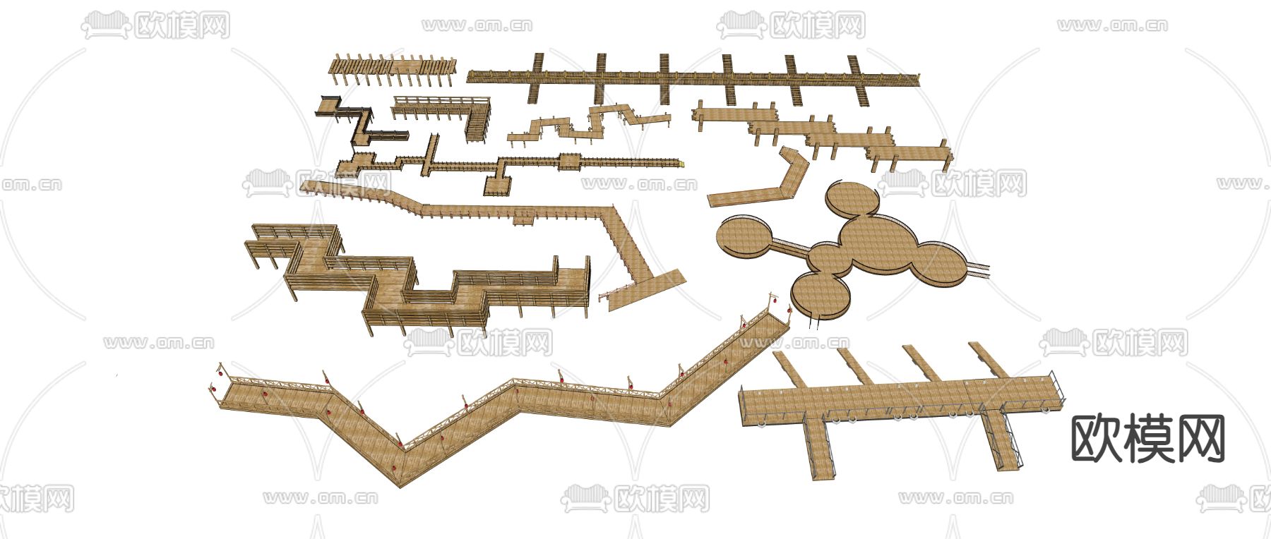 现代栈道 栈桥su模型