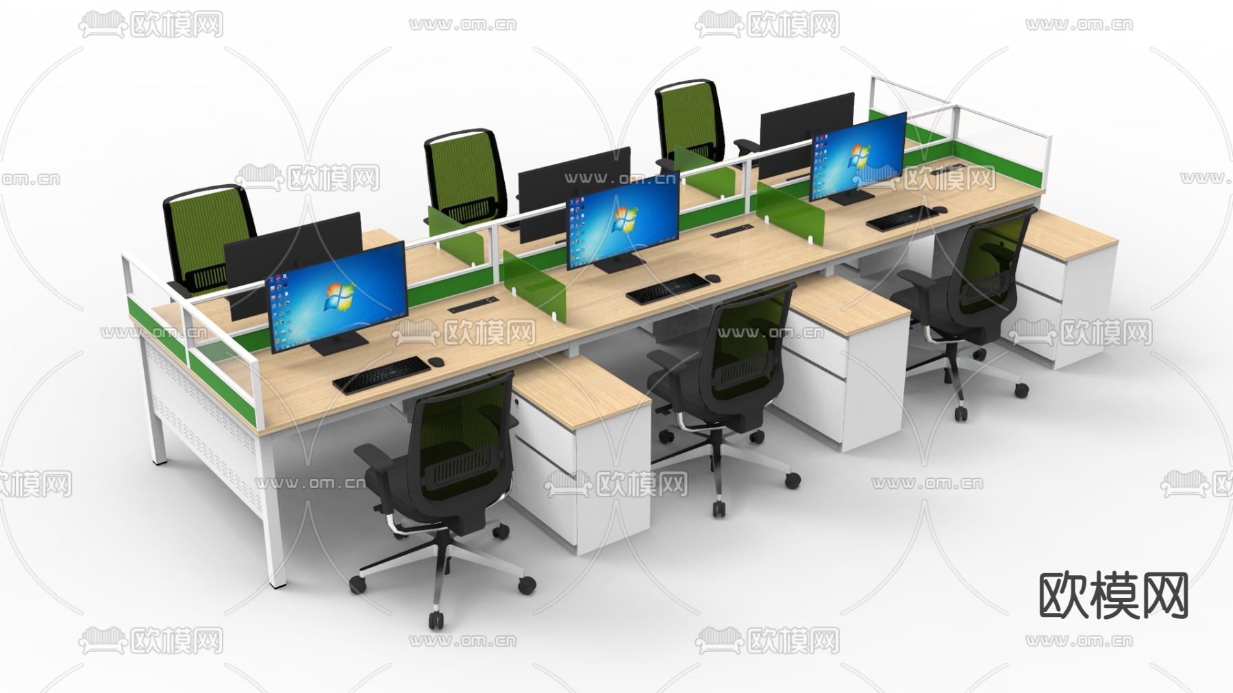 屏风卡位su模型下载（渲染图1）