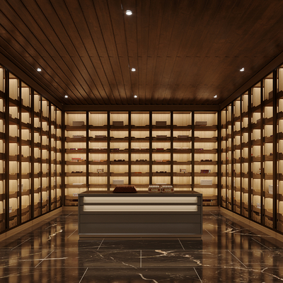  现代雪茄室 品酒室 酒窖su模型 