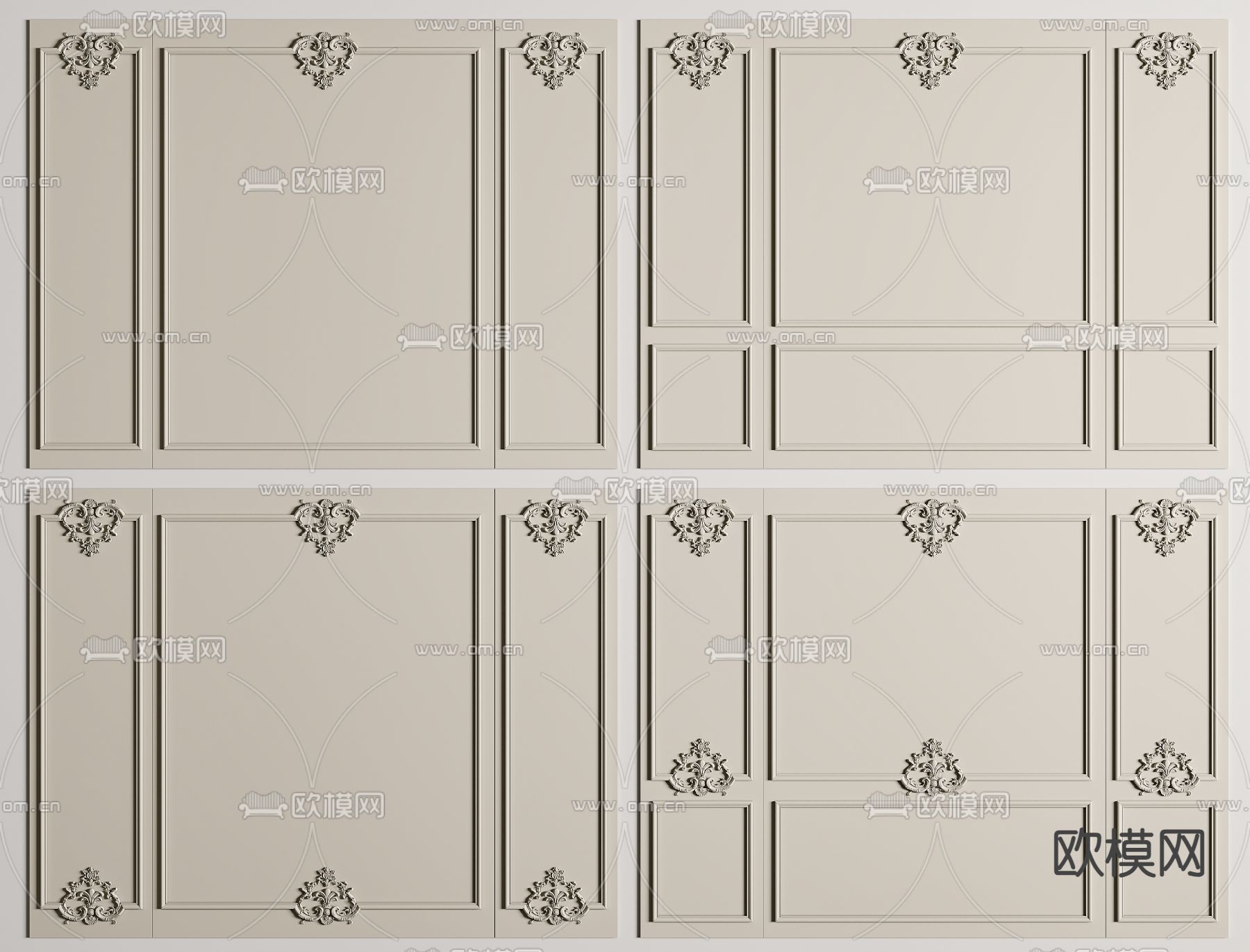 法式石膏板 护墙板3d模型下载