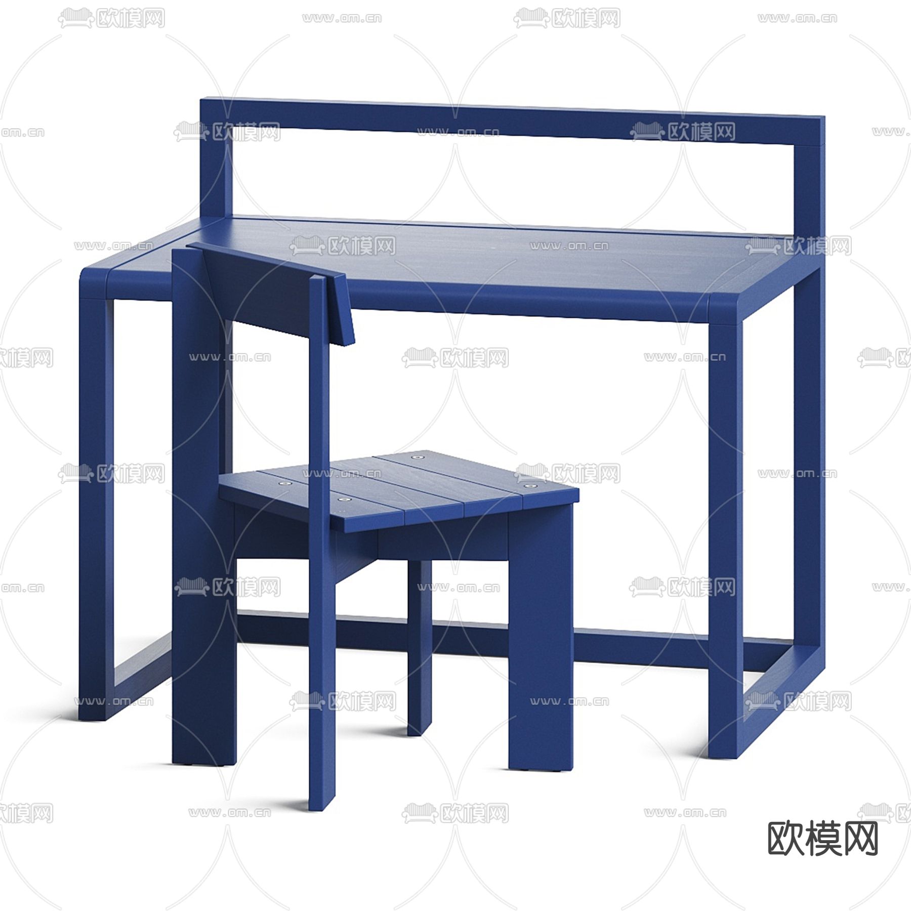 儿童桌椅 学习桌 写字台3d模型下载（渲染图1）