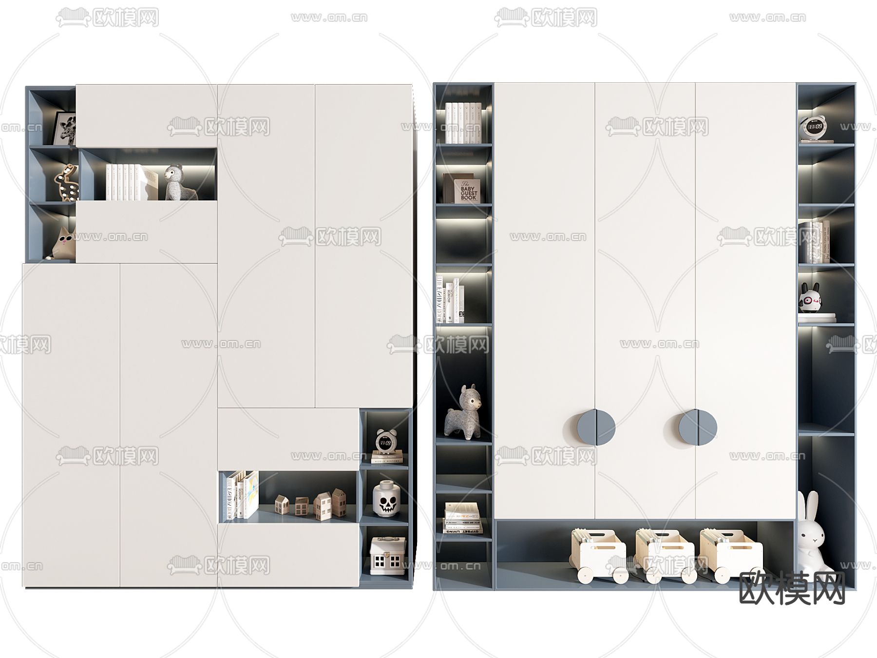 儿童书柜 收纳柜3d模型下载