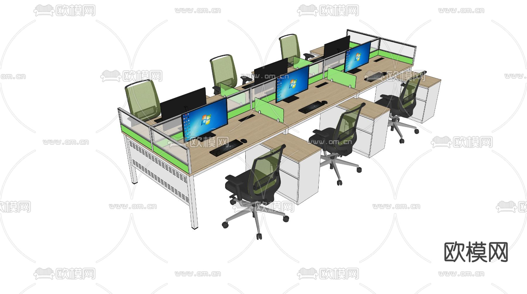 屏风卡位su模型下载（渲染图3）