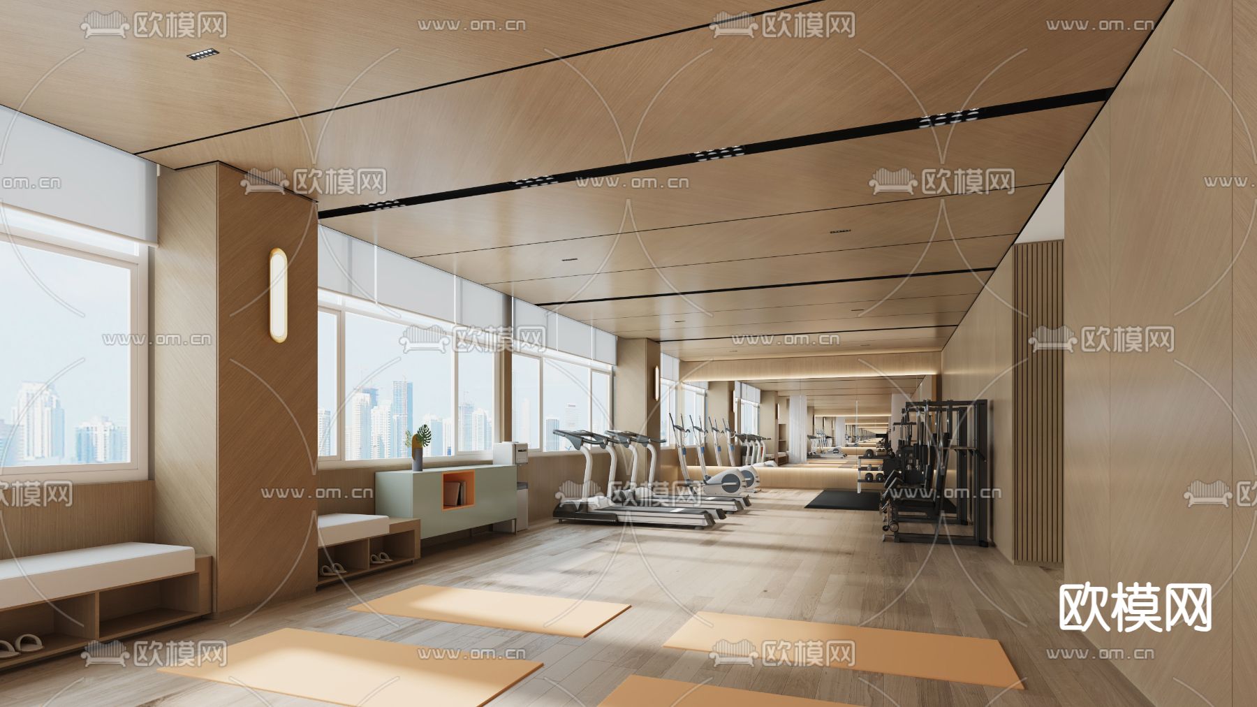 现代健身房su模型下载（渲染图1）