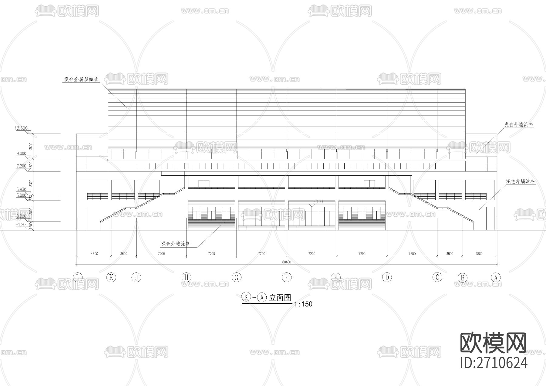2100座大型体育馆全套建筑cad施工图下载（渲染图7）
