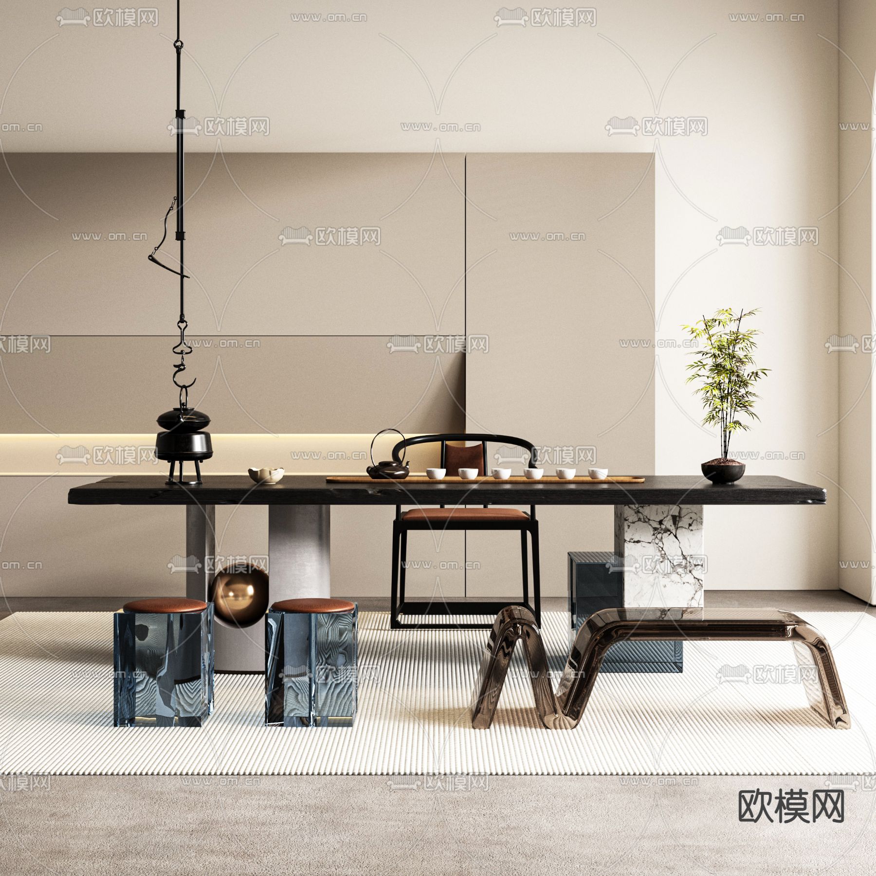 现代茶桌 茶台3d模型下载