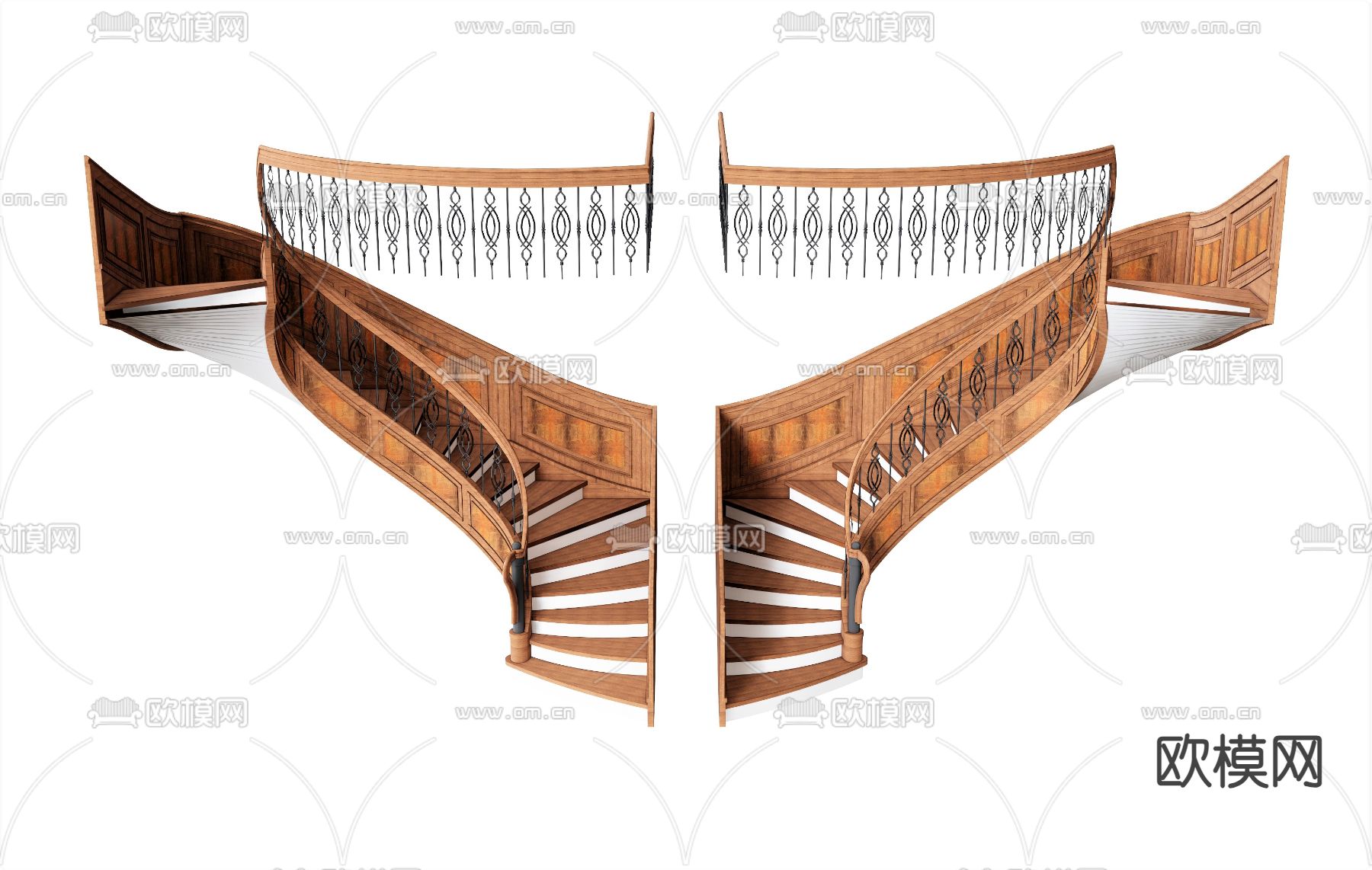 旋转楼梯 扶手楼梯su模型下载（渲染图1）