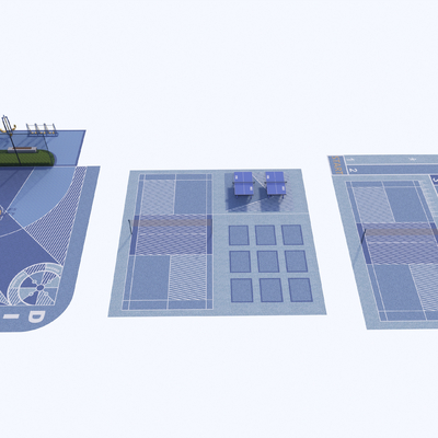  篮球场 羽毛球场 乒乓球场su模型 