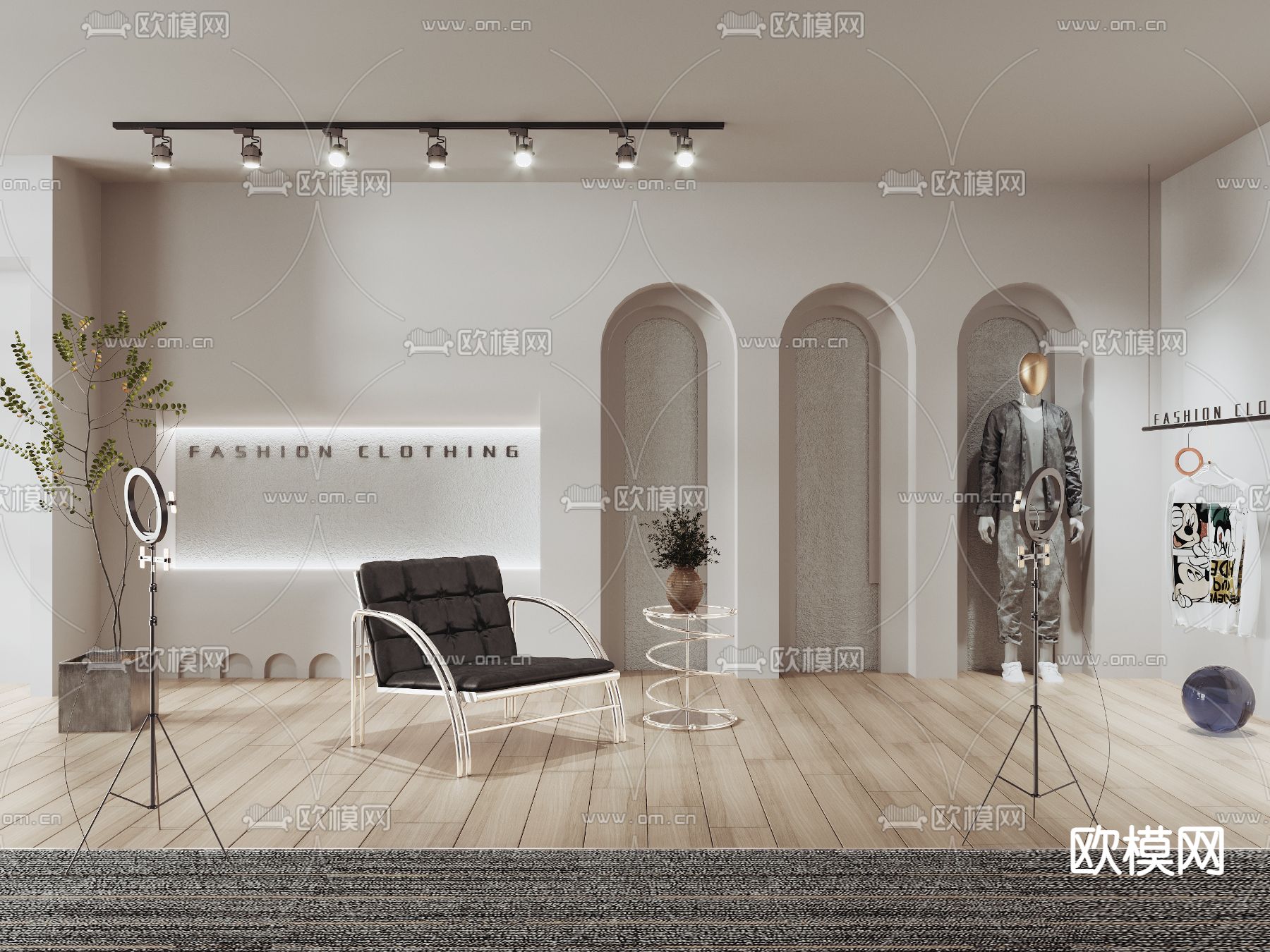 服装直播间su模型下载（渲染图1）