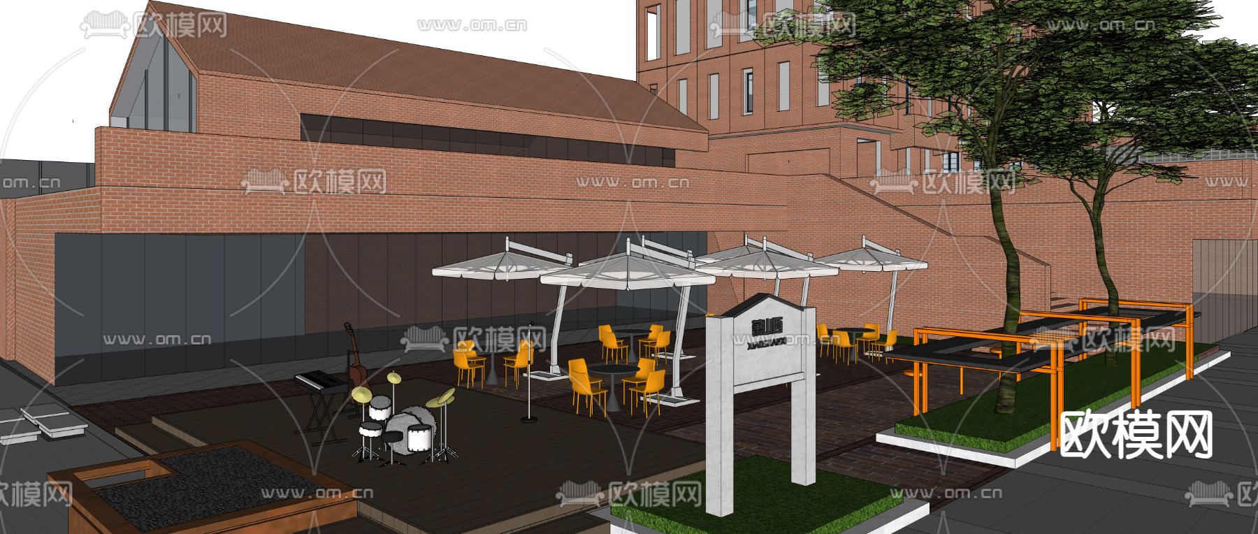 现代露天休闲区su模型下载（渲染图3）