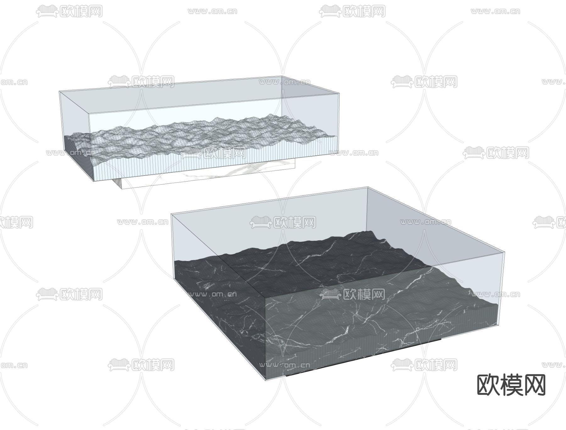 水波纹茶几su模型下载（渲染图2）