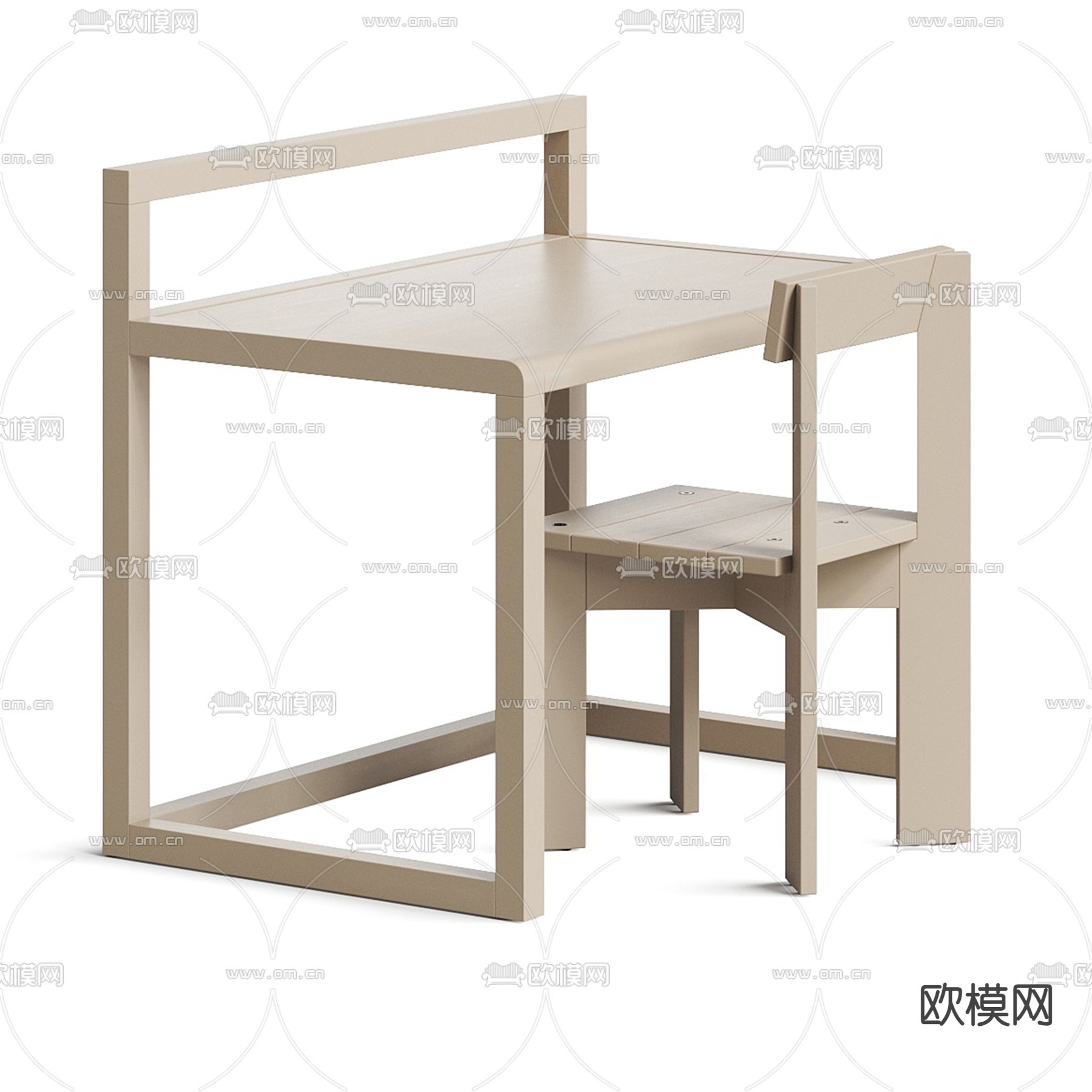 儿童桌椅 学习桌 写字台3d模型下载（渲染图2）