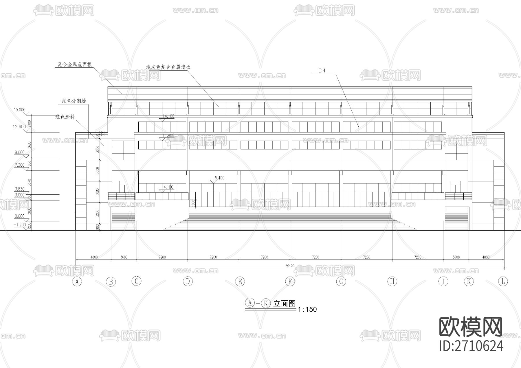 2100座大型体育馆全套建筑cad施工图下载（渲染图5）