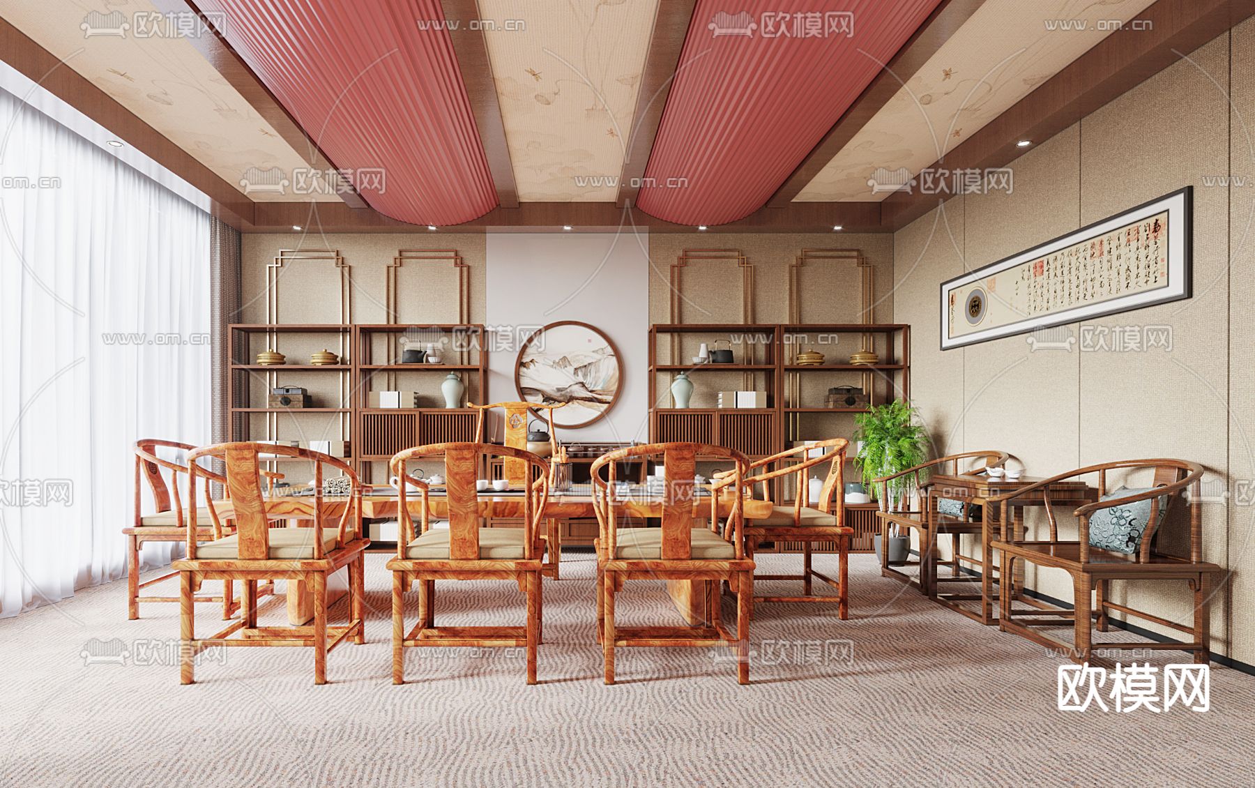 新中式茶室3d模型下载
