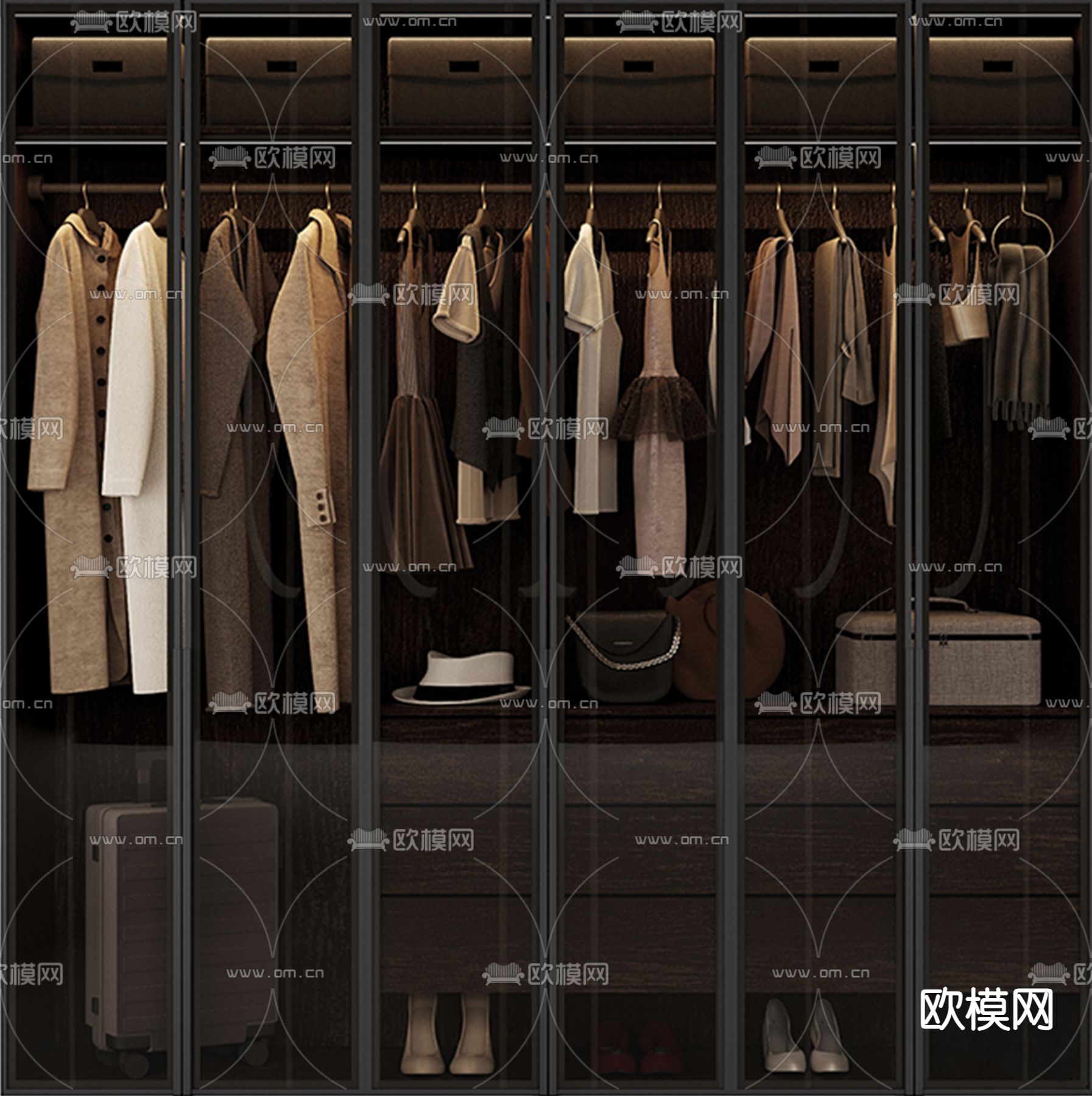 玻璃衣柜 衣橱3d模型下载（渲染图1）