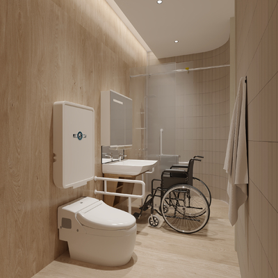  公共卫生间 残疾人卫生间su模型 