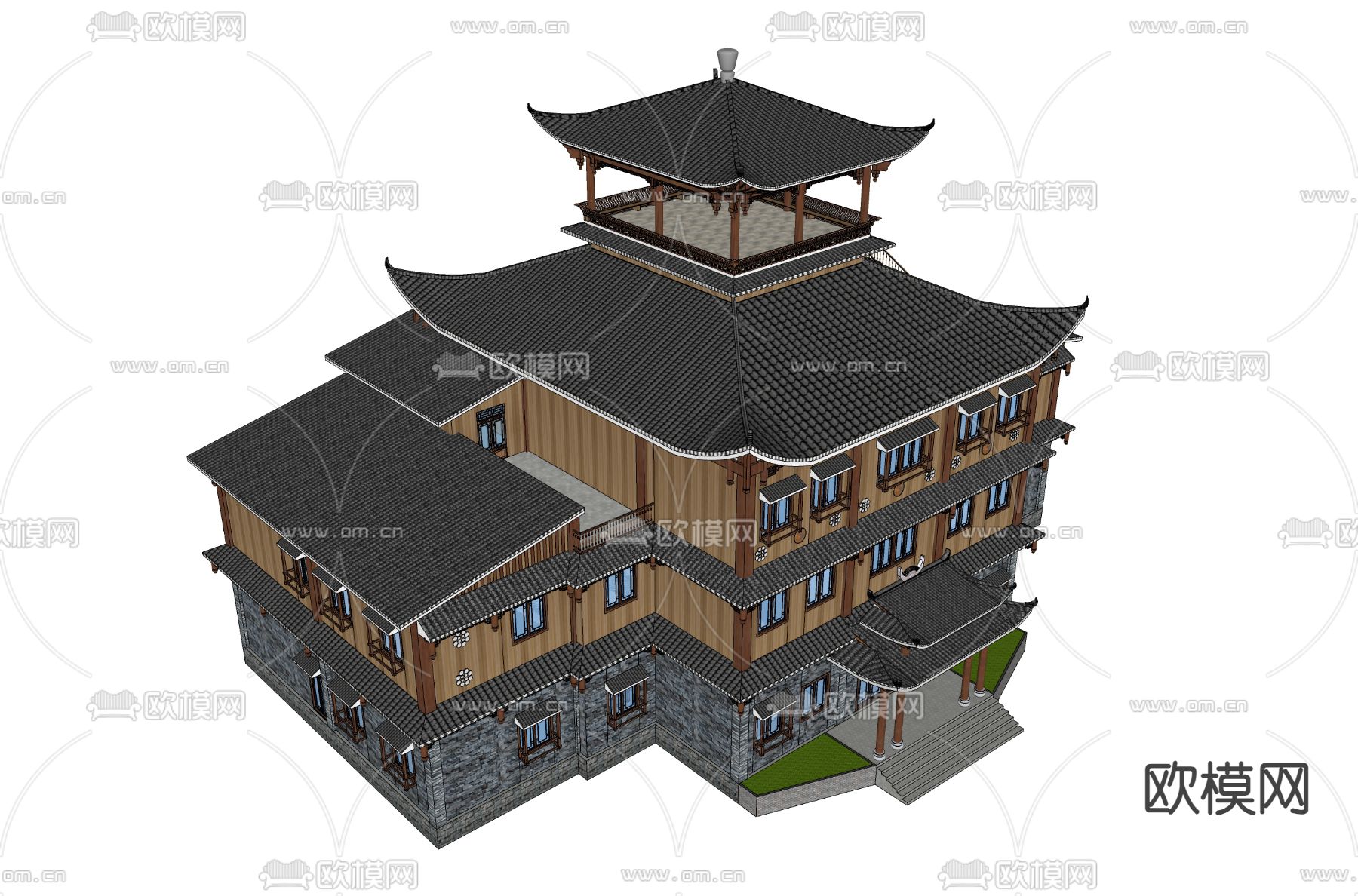 苗族风情建筑su模型下载（渲染图3）