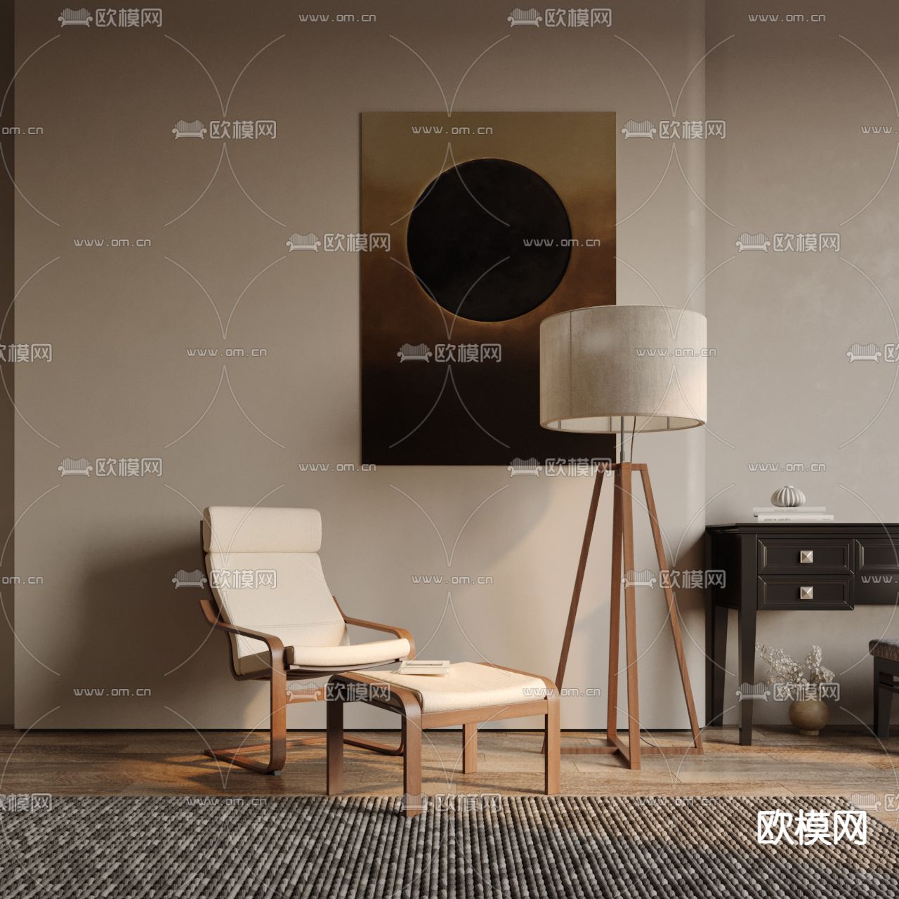 侘寂风椅子 休闲椅3d模型下载