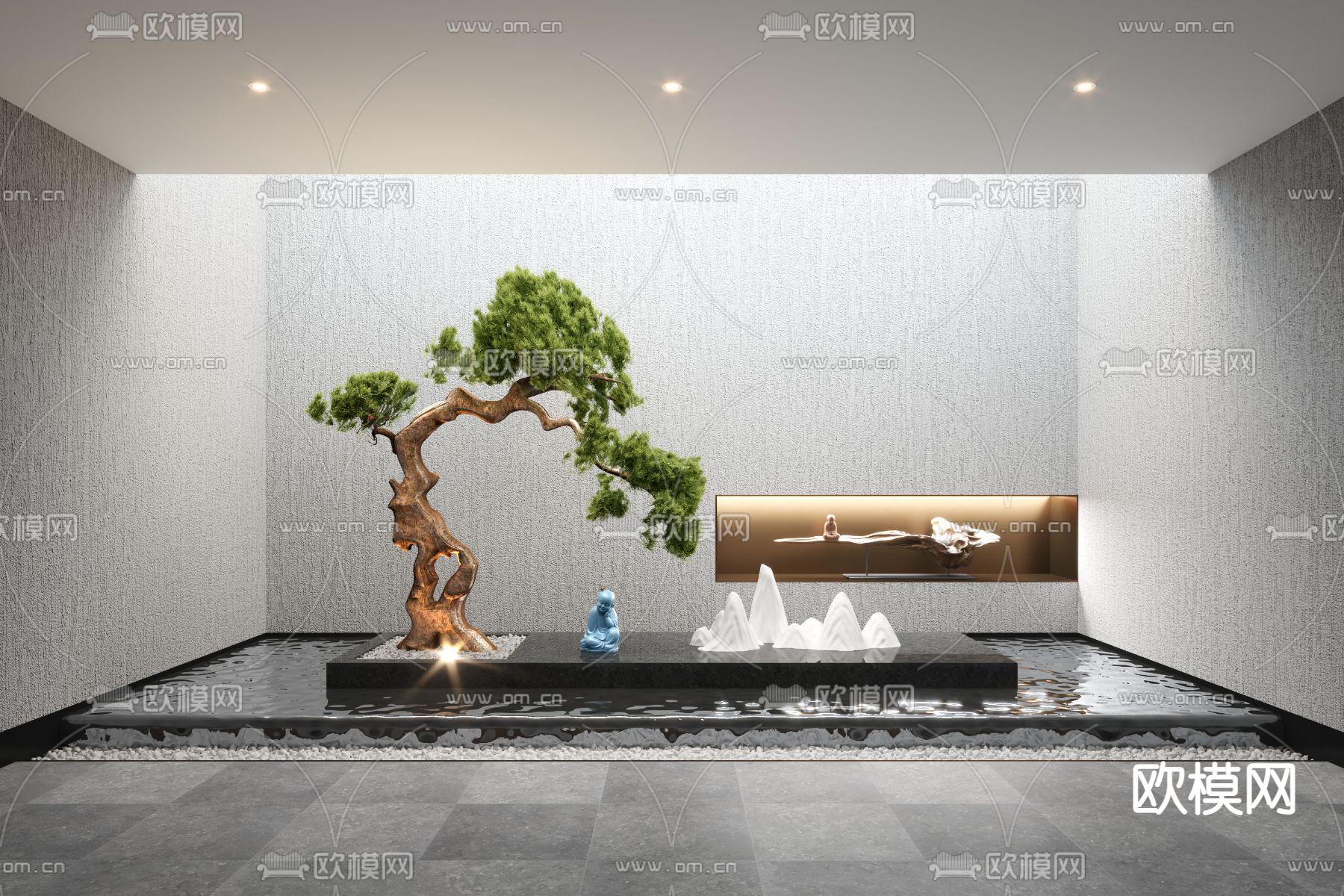 新中式禅意景观小品su模型下载_ID14153695_sketchup模型下载-欧模网