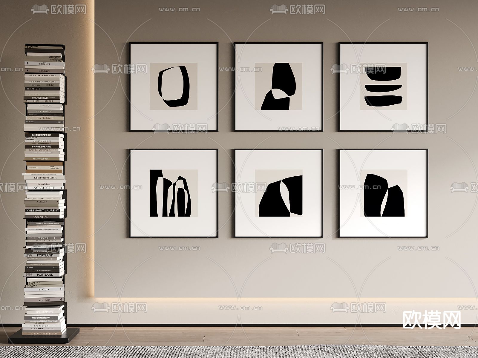 现代装饰画su模型下载（渲染图1）