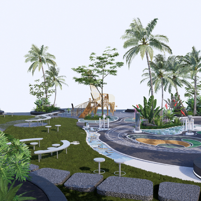  游乐场 儿童活动区su模型 