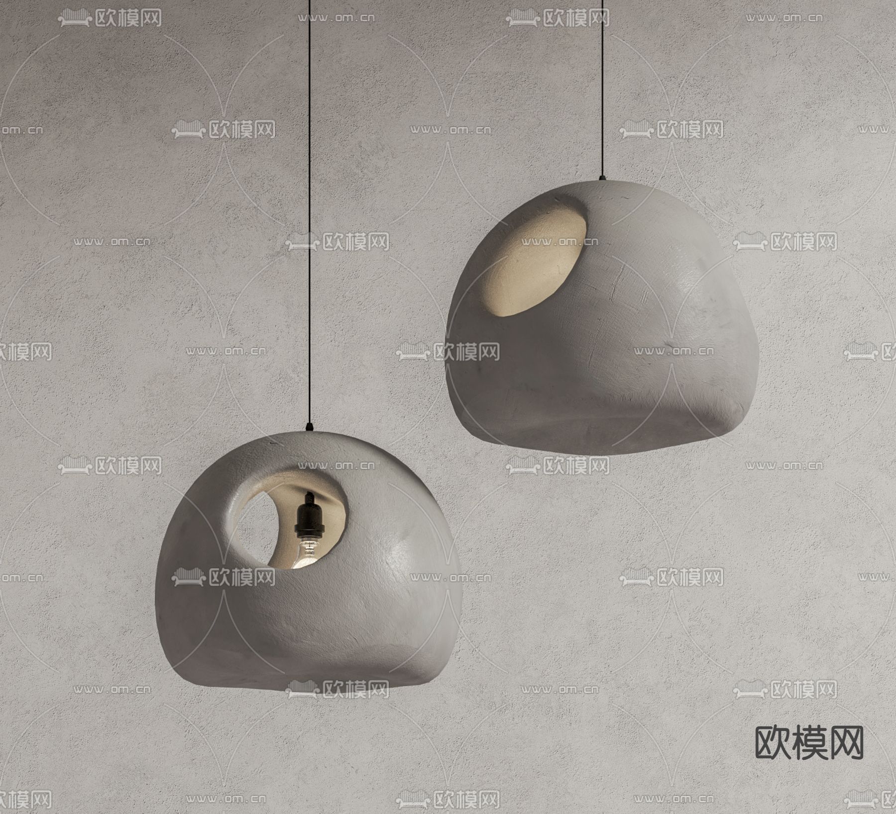 侘寂风创意吊灯su模型下载（渲染图1）
