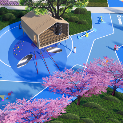  现代儿童游乐区su模型 