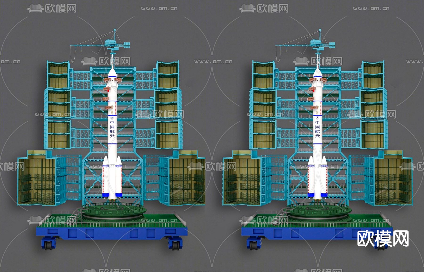 卫星发射塔 火箭 人造卫星su模型下载（渲染图1）