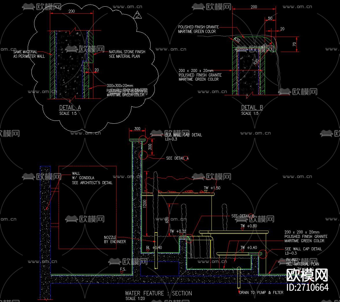 跌水叠泉节点大样下载（渲染图5）