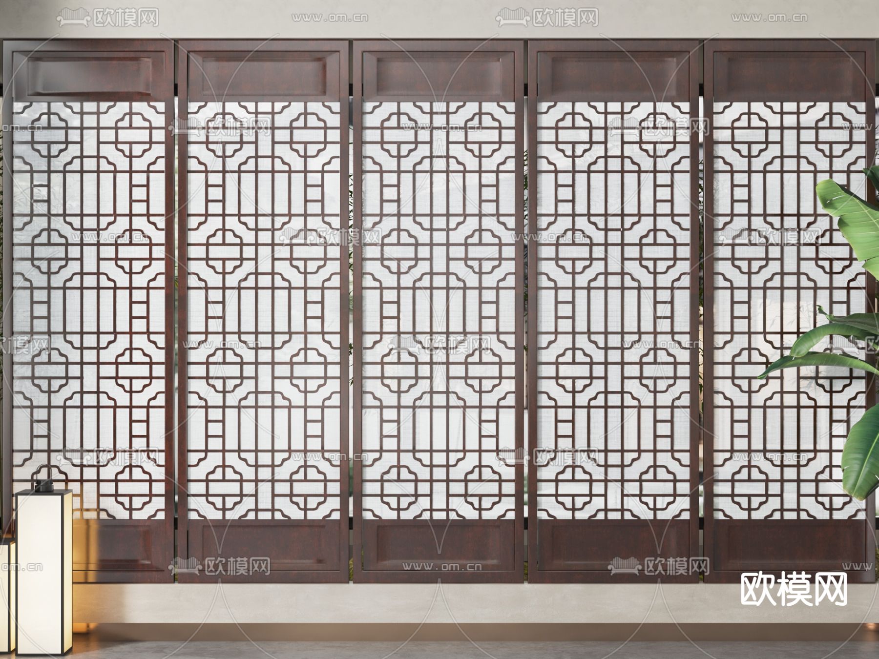 中式花格窗 隔断 屏风3d模型下载