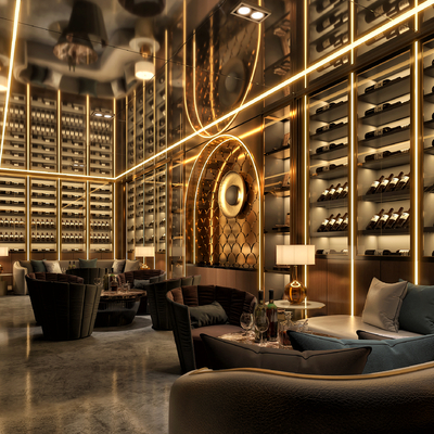  现代酒吧su模型 