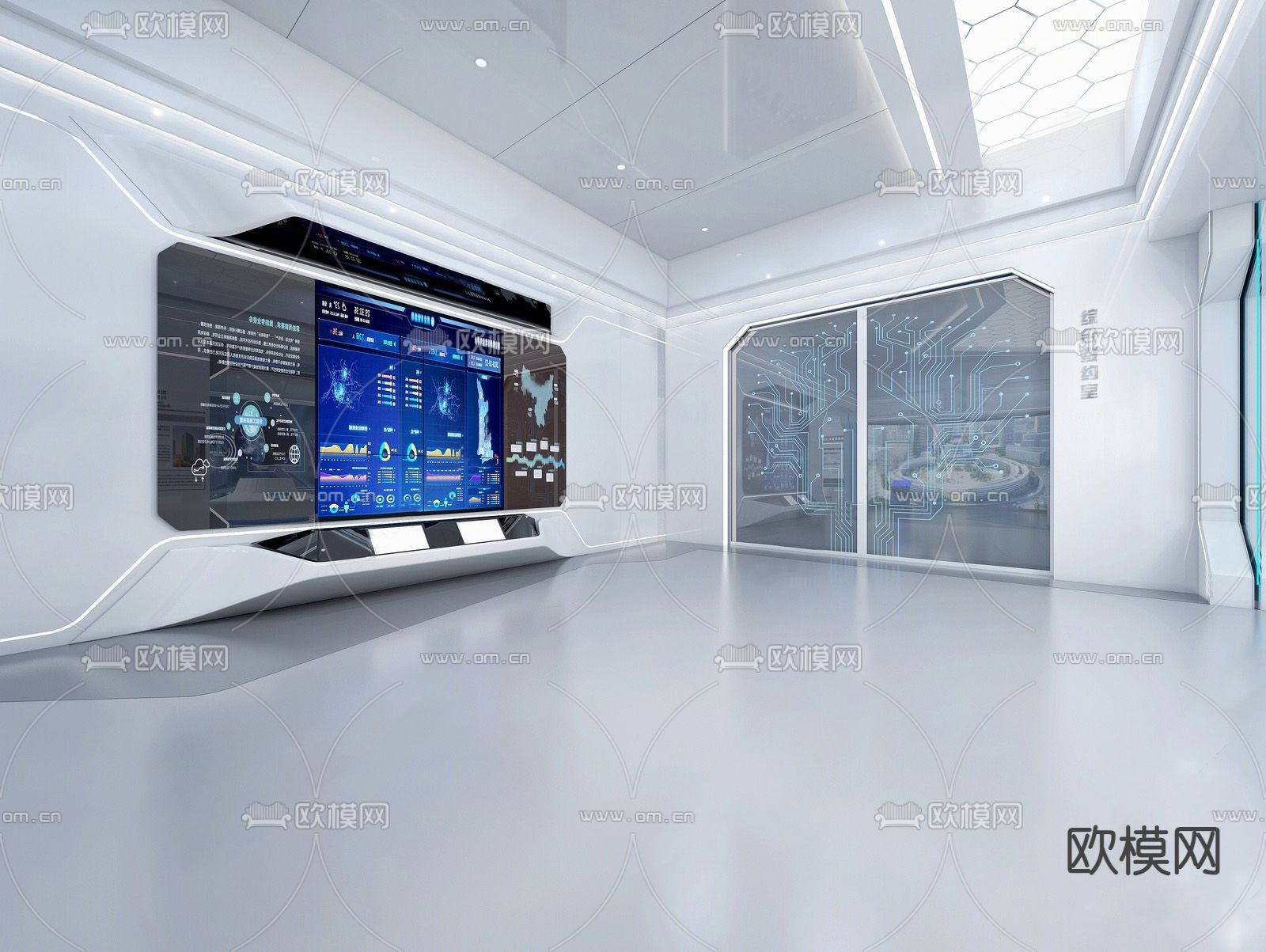 现代科技展厅su模型下载（渲染图1）
