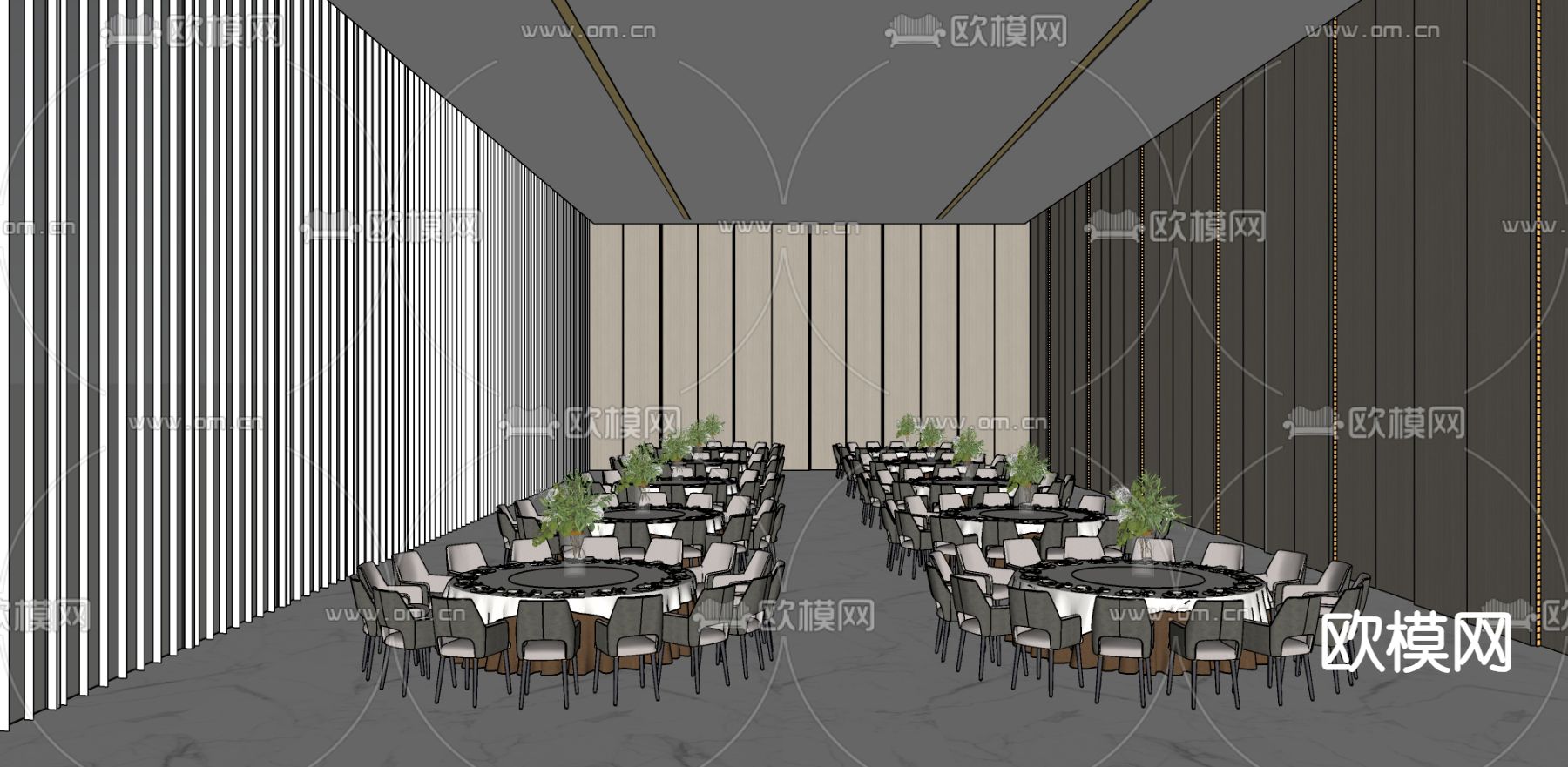 餐厅宴会厅su模型下载（渲染图2）