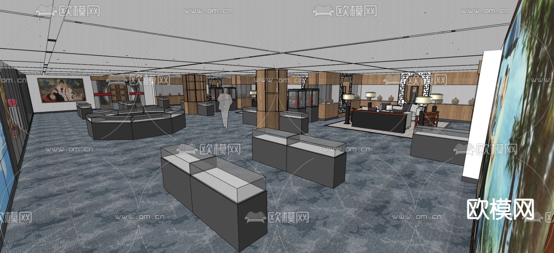 中式展馆su模型下载（渲染图4）