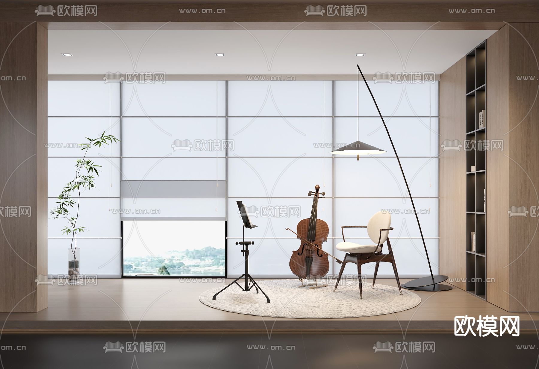 大提琴 琴谱架su模型下载（渲染图1）