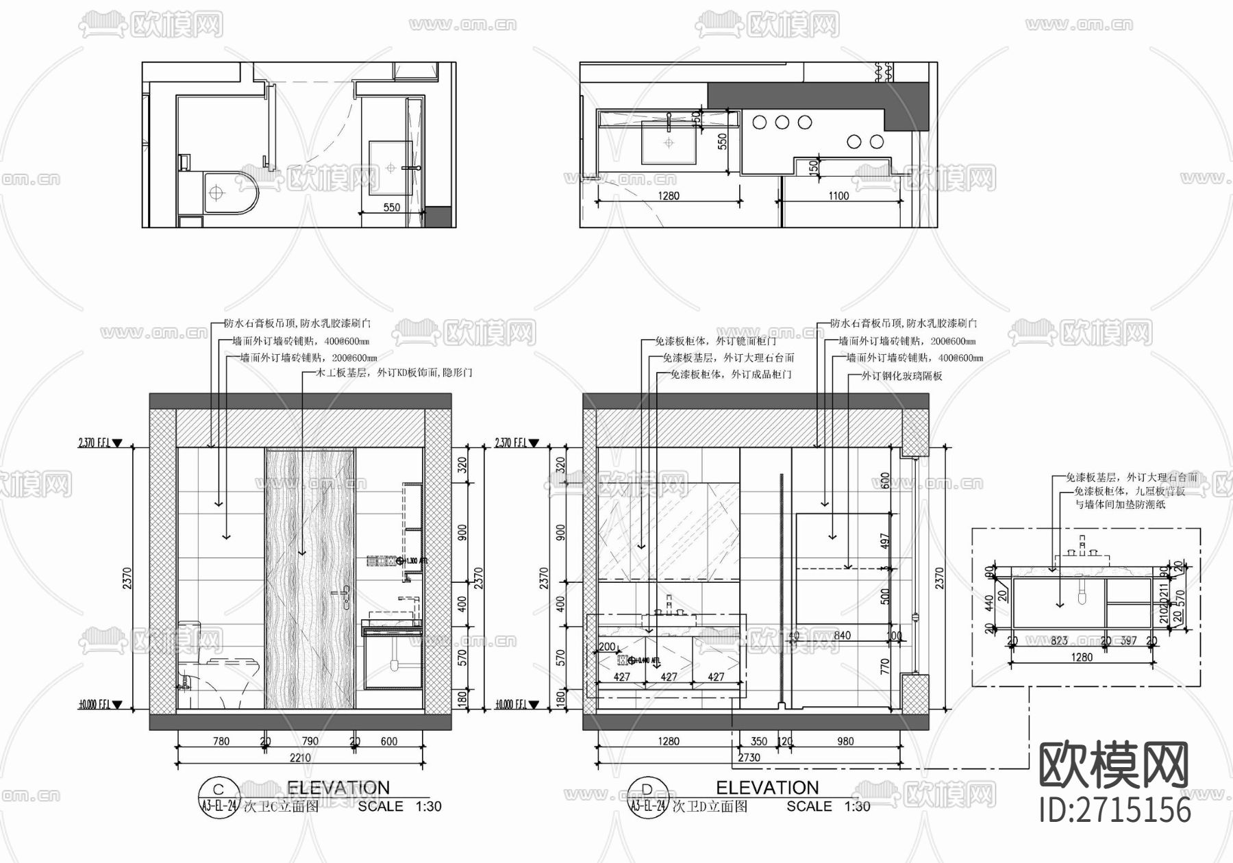 样板房cad平面图下载（渲染图10）