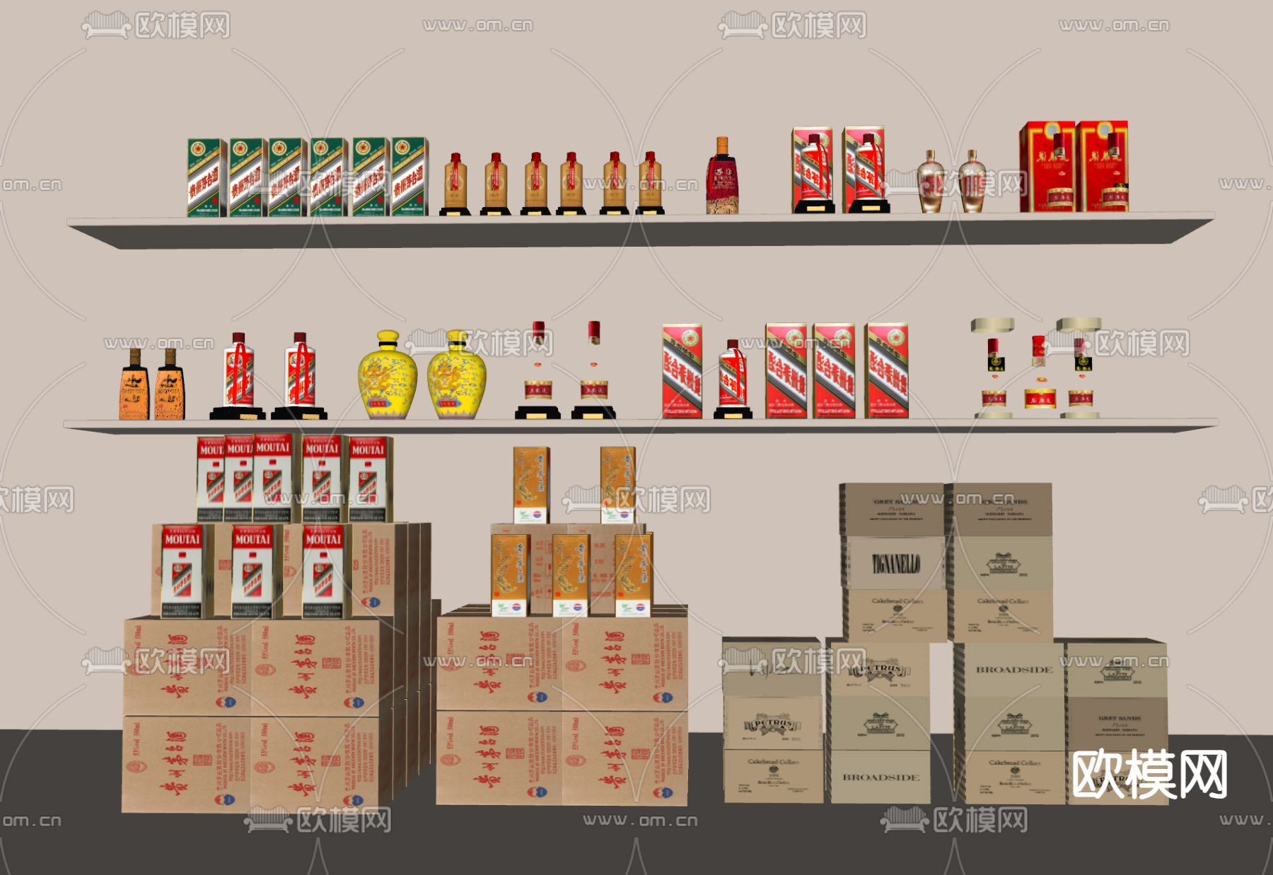 酒瓶 酒水 茅台su模型下载（渲染图2）