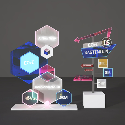  商业美陈 指示牌 导视牌su模型 