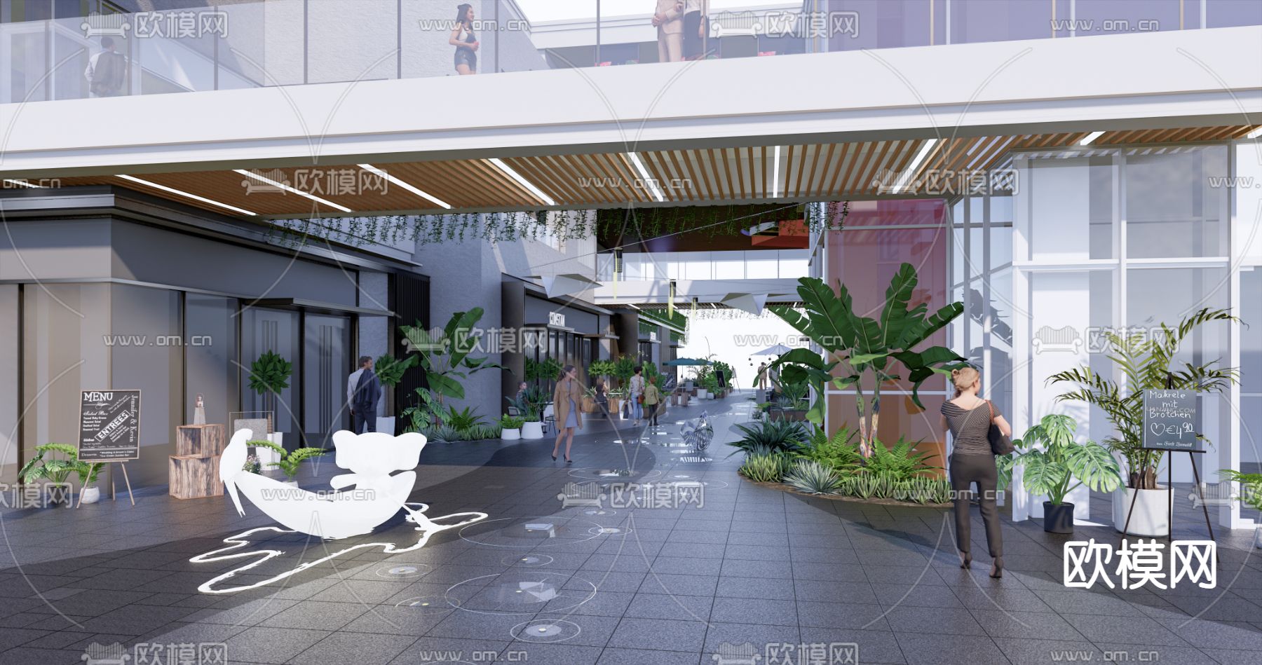 商业步行街 商铺su模型