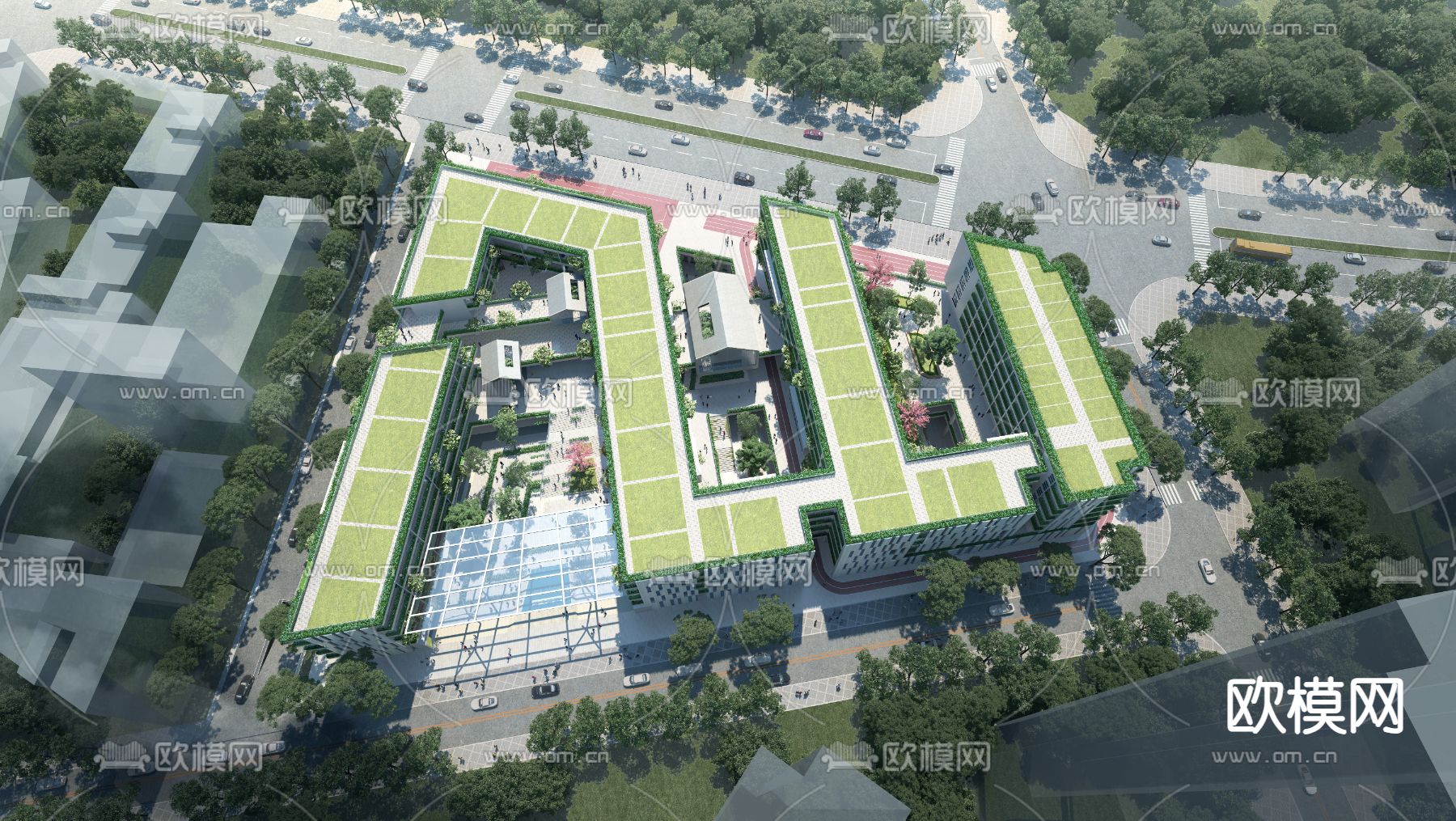 小学 学校su模型下载（渲染图3）