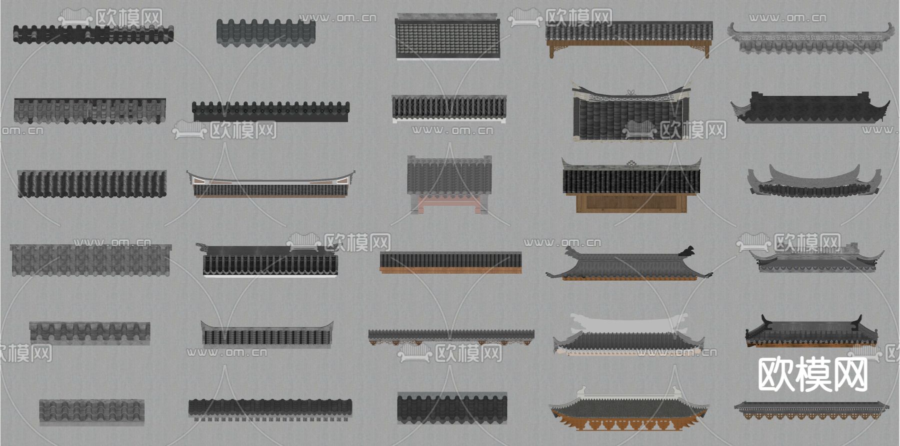 中式屋檐 挑檐 瓦片su模型下载（渲染图2）